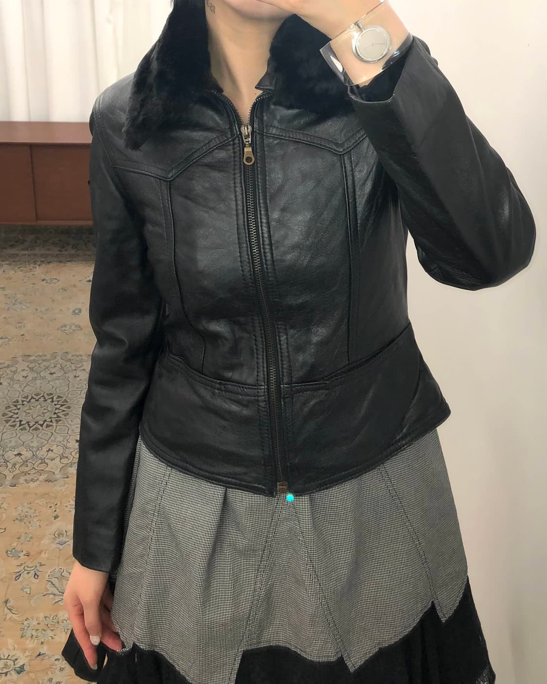 블랙 레더 자켓 상품이미지3
