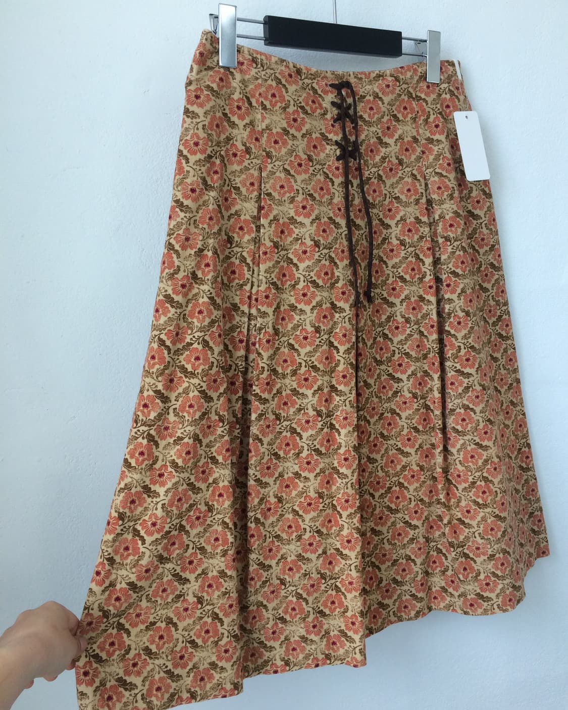 Lace up point flower pattern pleats skir 상품이미지3
