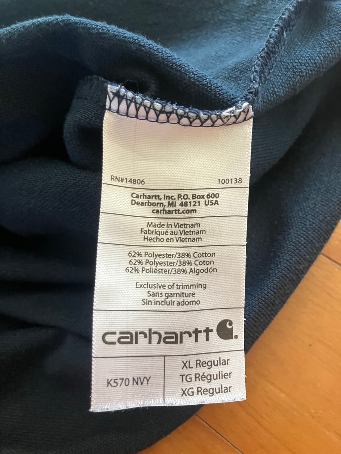 칼하트 네이비 카라티 XL 상품이미지3