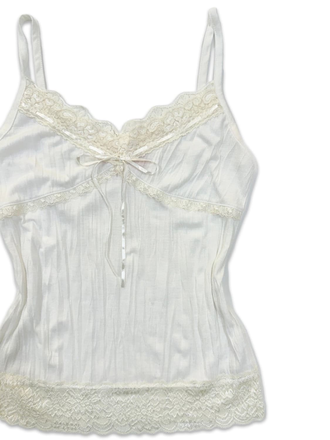 빈티지 화이트 레이스 리본 슬리브리스 상품이미지2