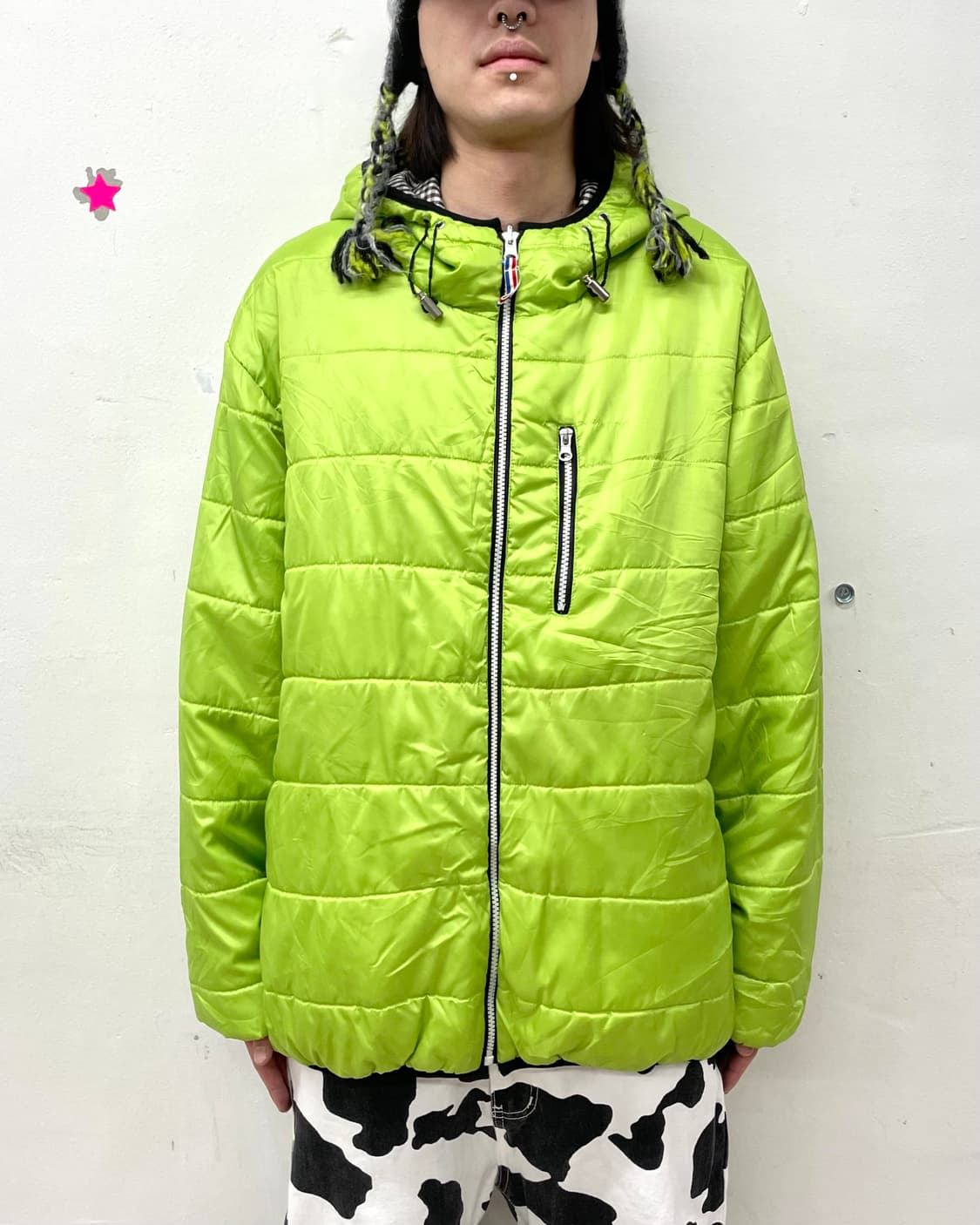 Green reversible padded jacket  상품이미지1