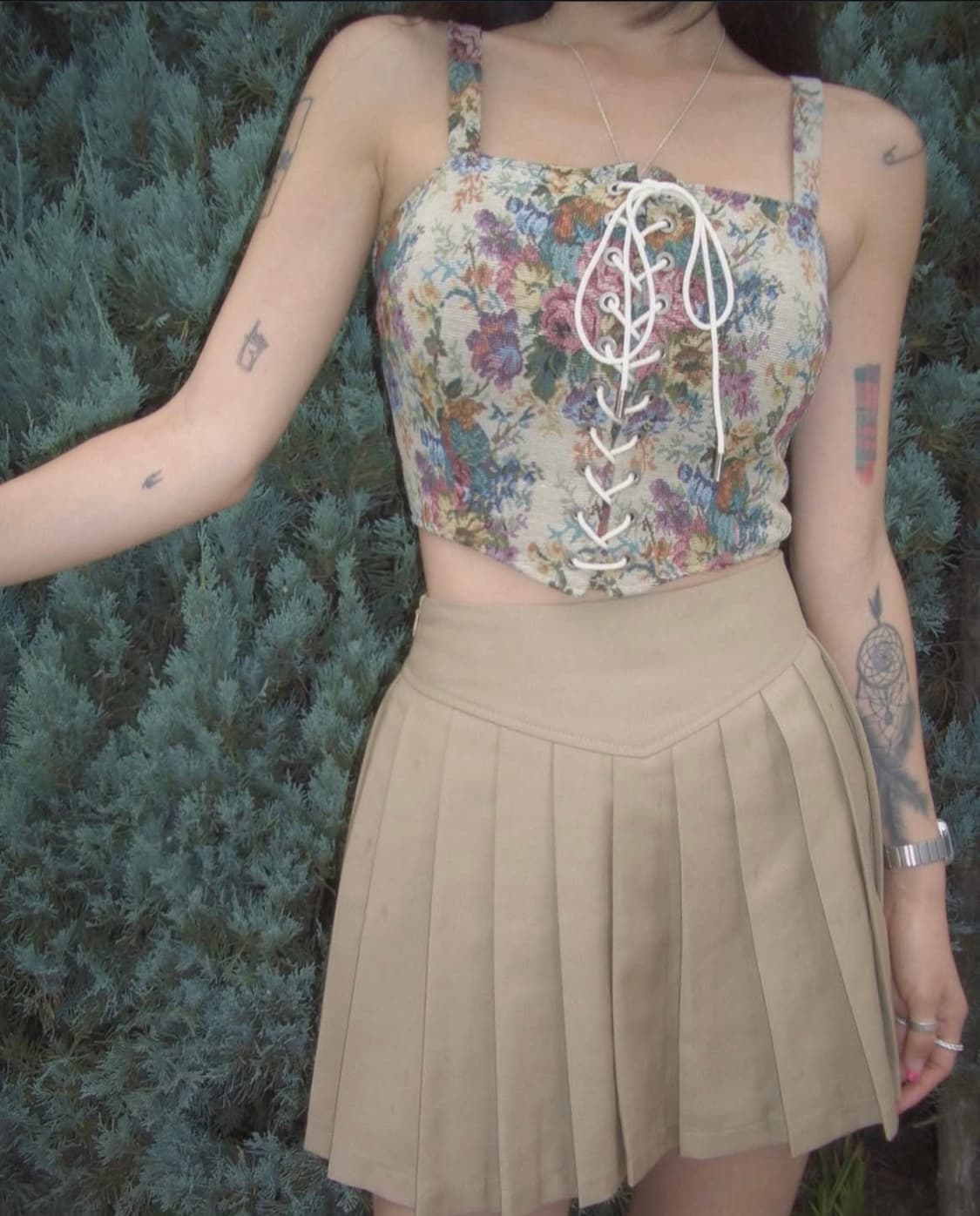 [새상품/2]페일제이드 자가드 플라워 코르셋 뷔스티에 슬리브리스 나시 상품이미지4