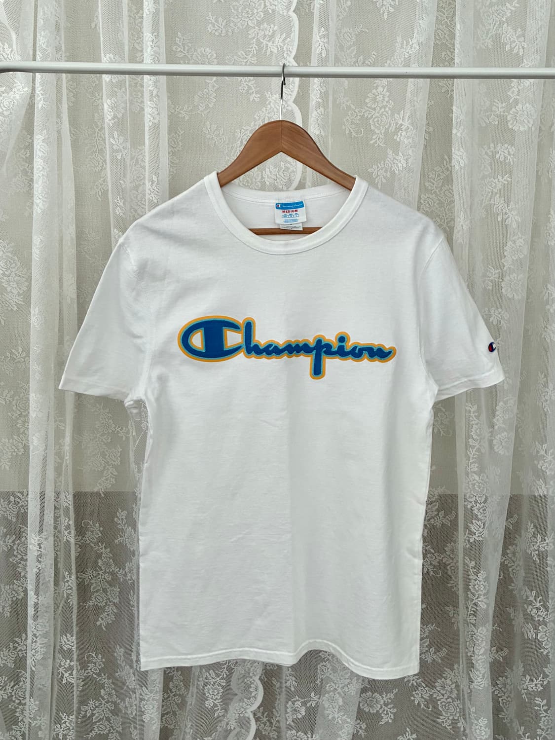 M) 챔피온 빈티지 빅로고 반팔 티셔츠 화이트 상품이미지1