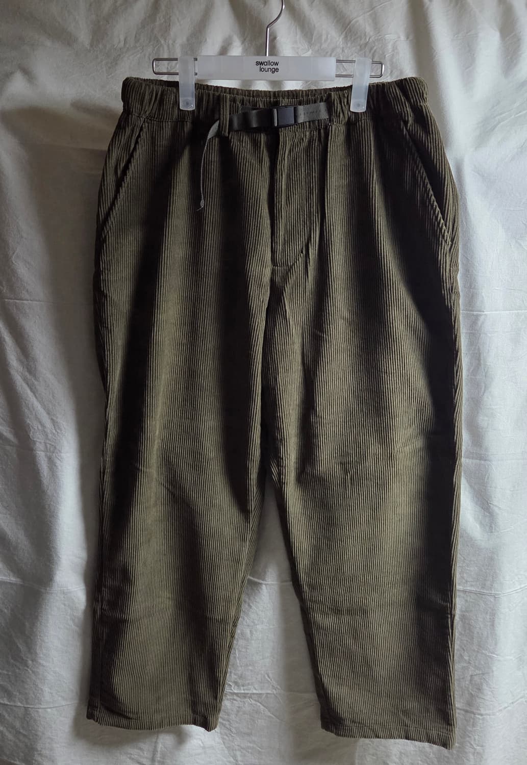 하이드아웃 밴딩 벨티드 코듀로이 팬츠 카키 4 상품이미지1