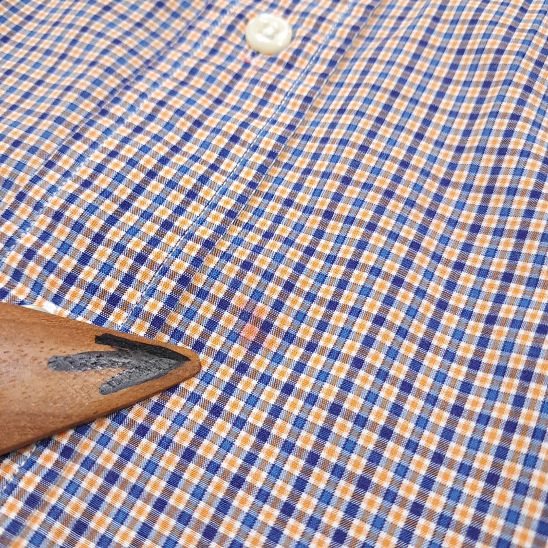 CL765 XL 폴로 90s 오렌지 네이비 마이크로 체크 버튼다운 셔츠 상품이미지5