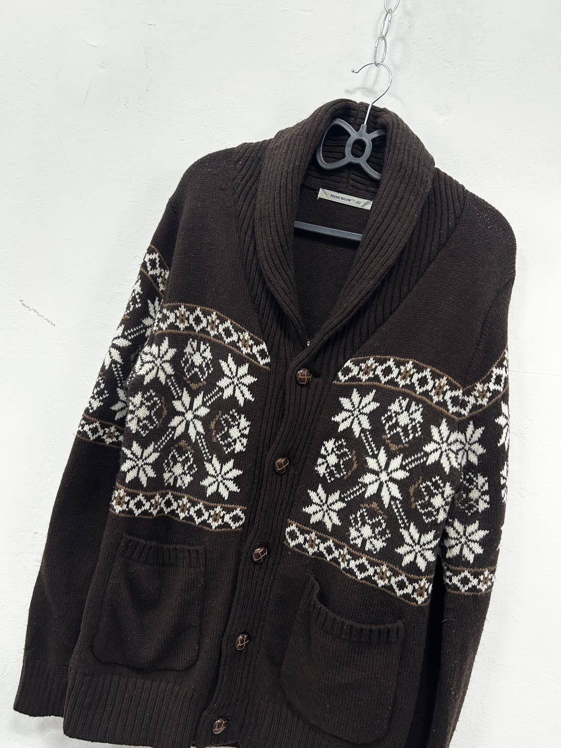 [JPN] 목도리 포함) 눈꽃 노르딕 코코아 폭닥 니트 가디 상품이미지6