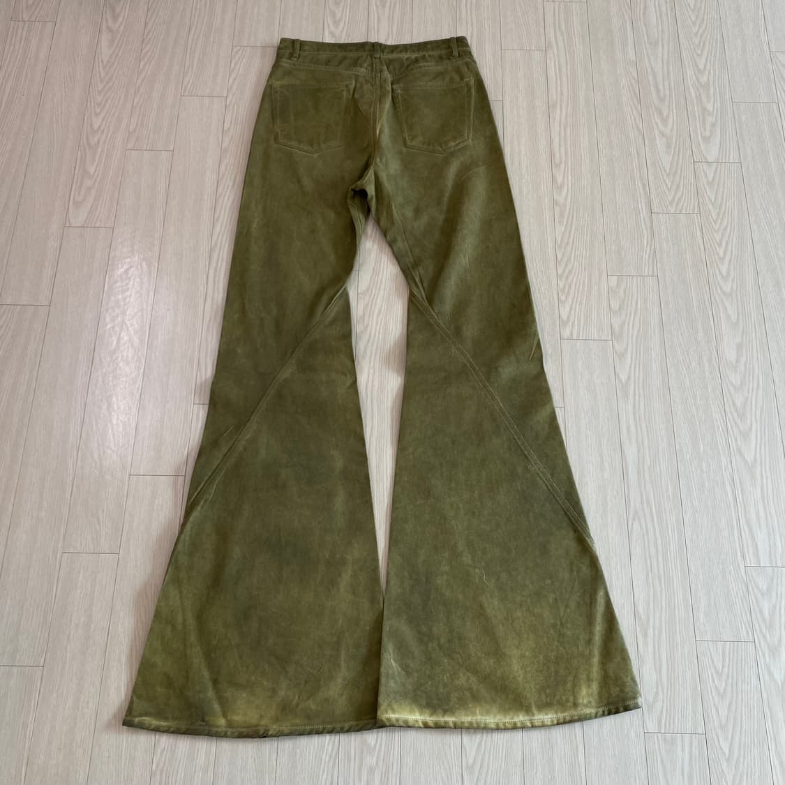 [31] 릭오웬스 다크쉐도우 포터빌 바이어스 부츠컷 세이지 그린 코팅 상품이미지2