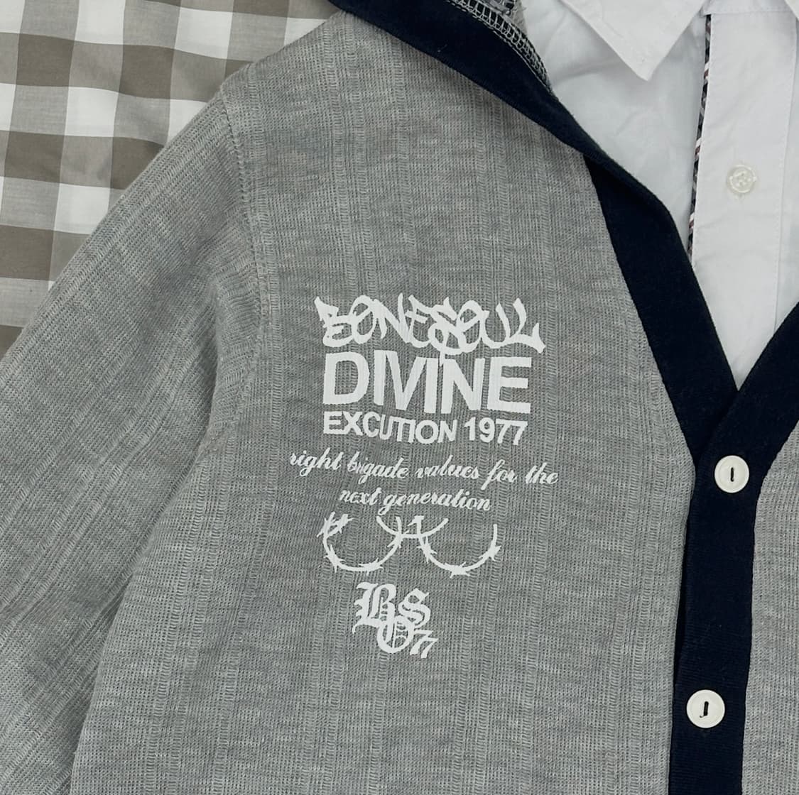 b-one -soul 레이어드 스쿨 고갸루 셔츠 후드집업 가디건 오버핏 상품이미지6