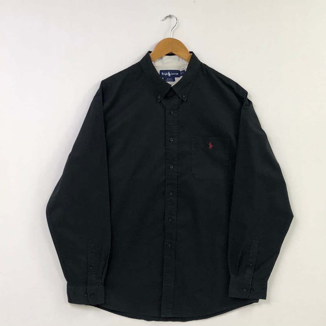 XL 폴로 블랙 솔리드코튼 셔츠 상품이미지2