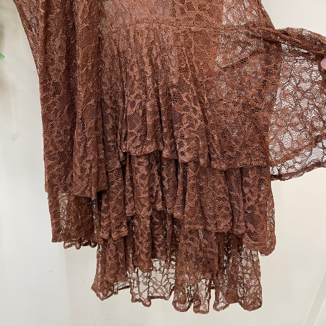 브라운 풀 레이스 레이어드용 원피스  상품이미지4