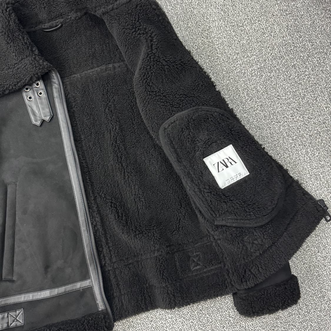 자라 무스탕 자켓 블랙 S 남녀공용 상품이미지4