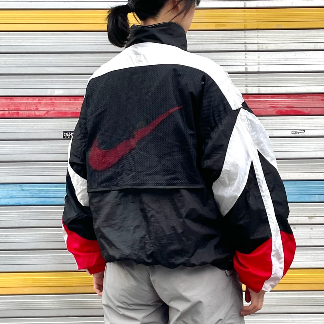 90s 나이키 매쉬 빅로고 오버핏 트랙자켓 올드스쿨 바람막이 L XL 상품이미지10