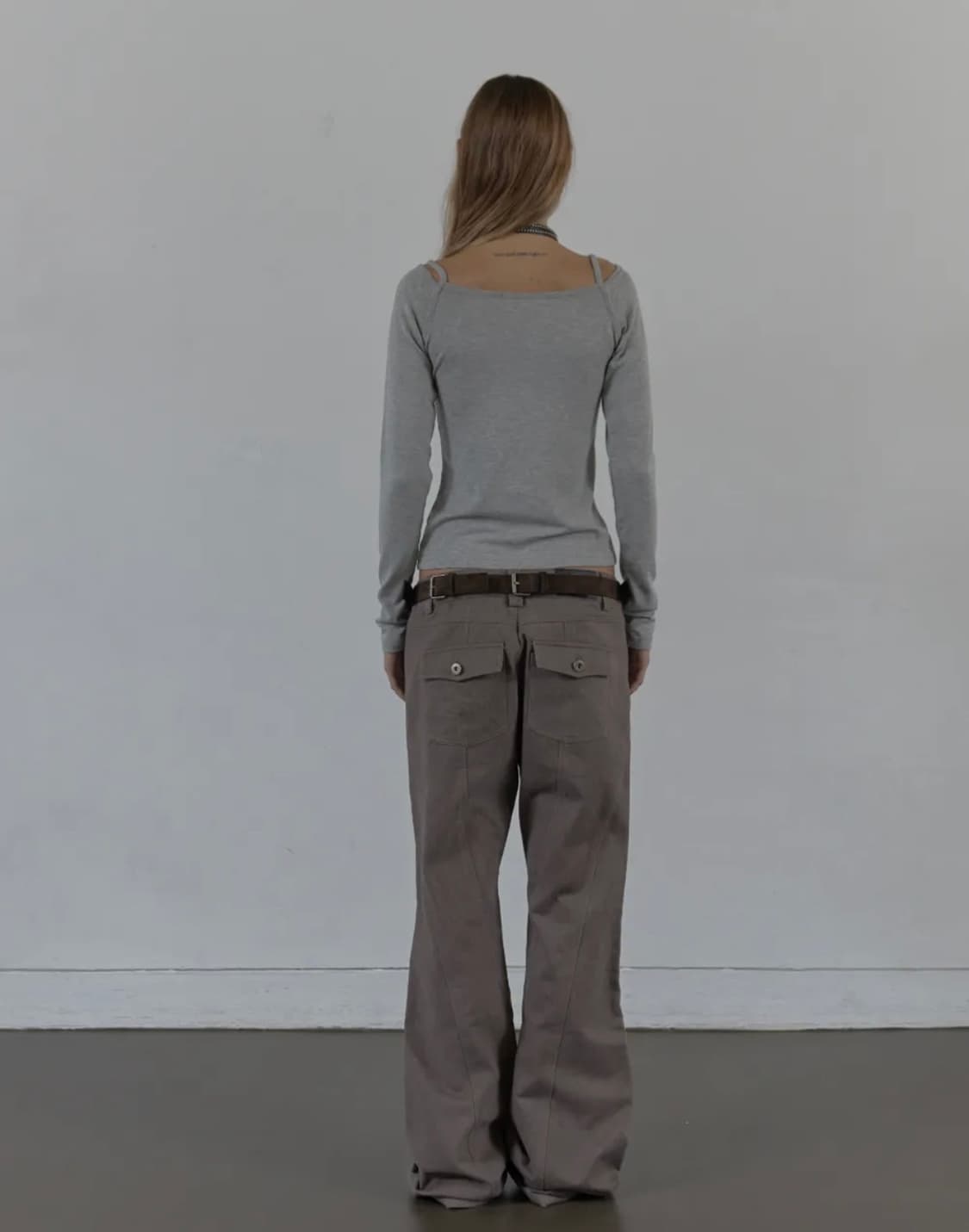 셋업이엑스이 레이어드 슬리브티 멜란지그레이  상품이미지3