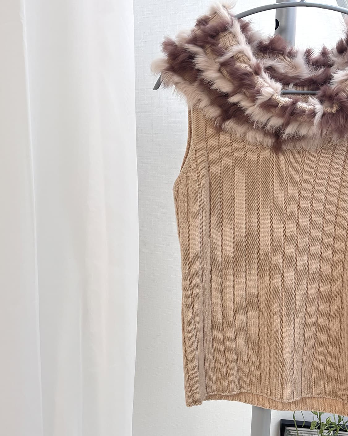 STRAWBERRY-FIELDS 토끼털 트리밍 넥 카울 베스트 상품이미지3