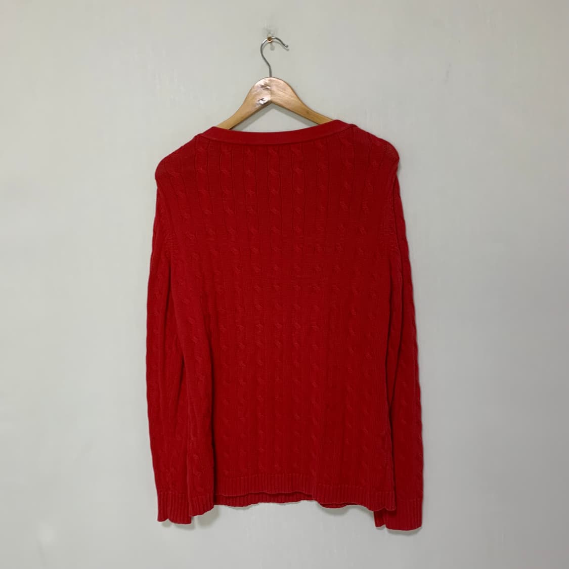 로렌 랄프로렌 빈티지 여성 스웨터 레드 케이블 꽈배기 니트 XL 상품이미지7