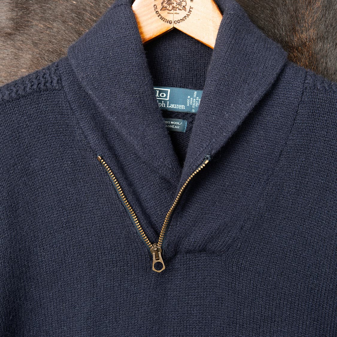 [M] 00s 폴로 랄프로렌 숄카라 니트 쿼터집업 람포지퍼  상품이미지4