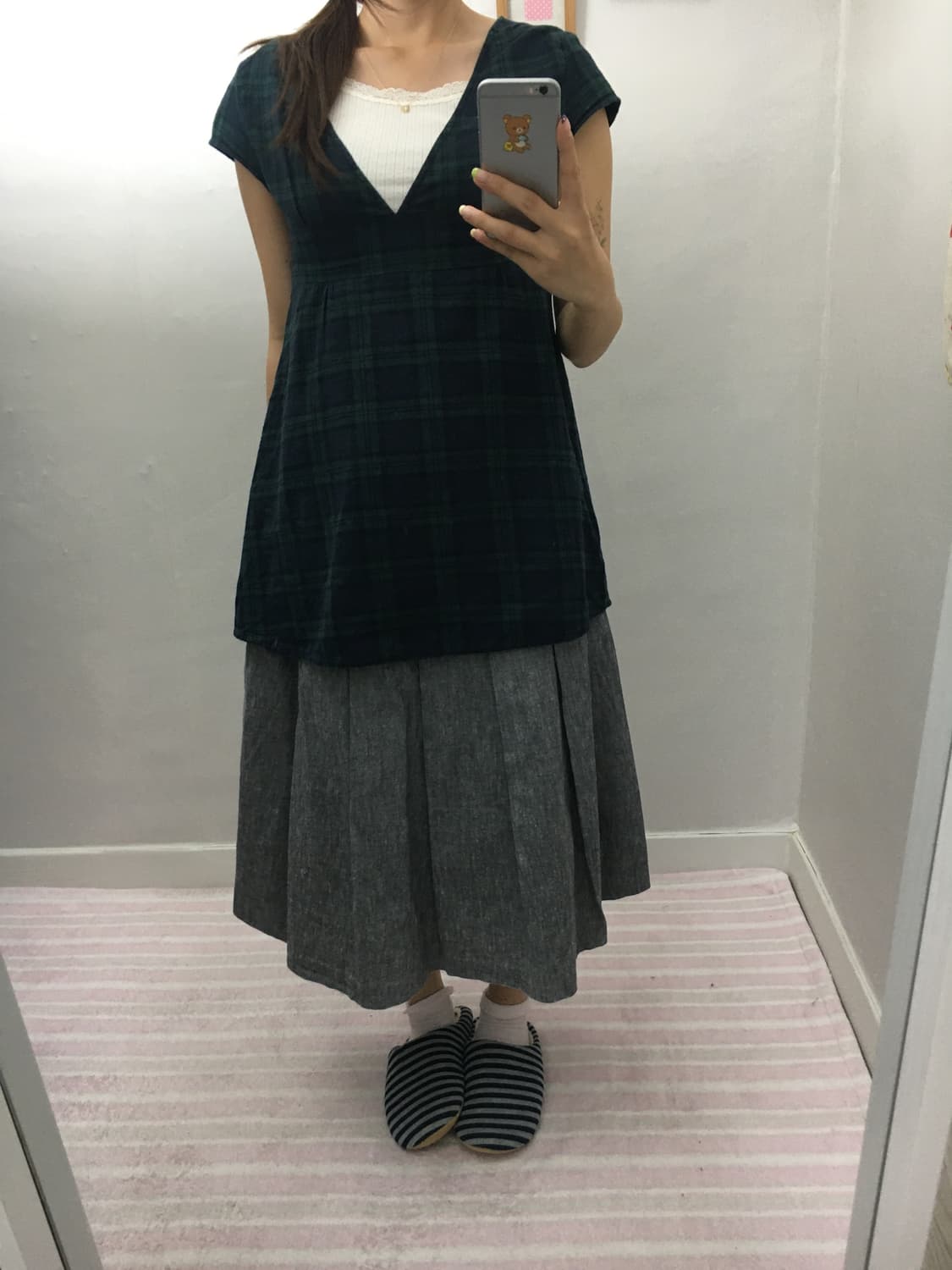 타탄체크 브이넥 블라우스 상품이미지9