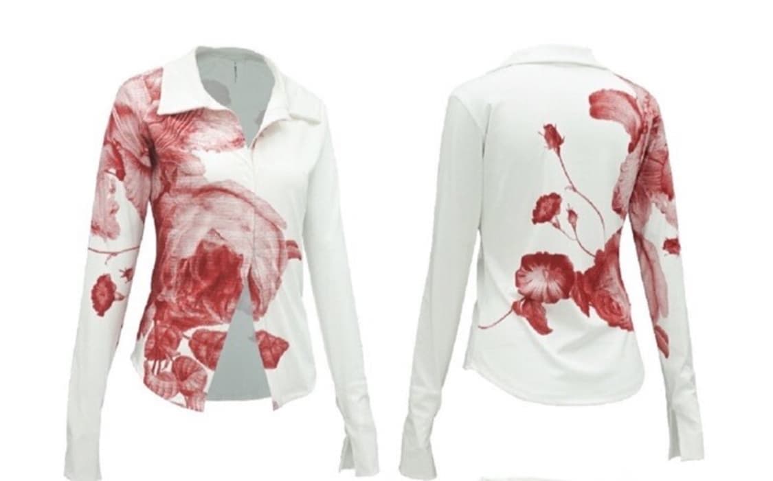 나체 하프 톤 져지 셔츠 블라우스 상품이미지1