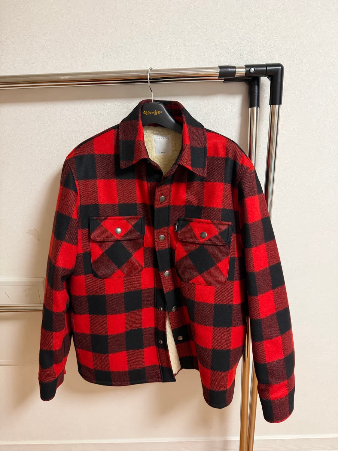 박보검 산드로옴므 체크 양털 자켓 L 상품이미지2