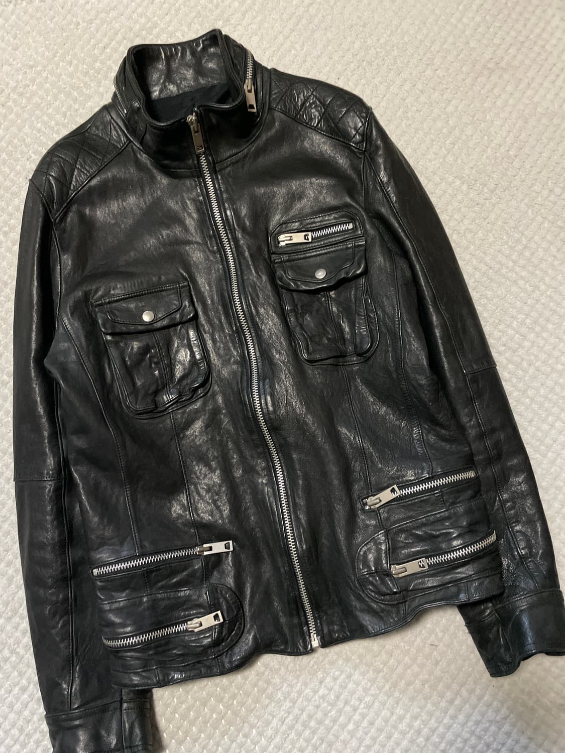 웨스턴 무드 램스킨 양가죽 바이커 레더 자켓 상품이미지5