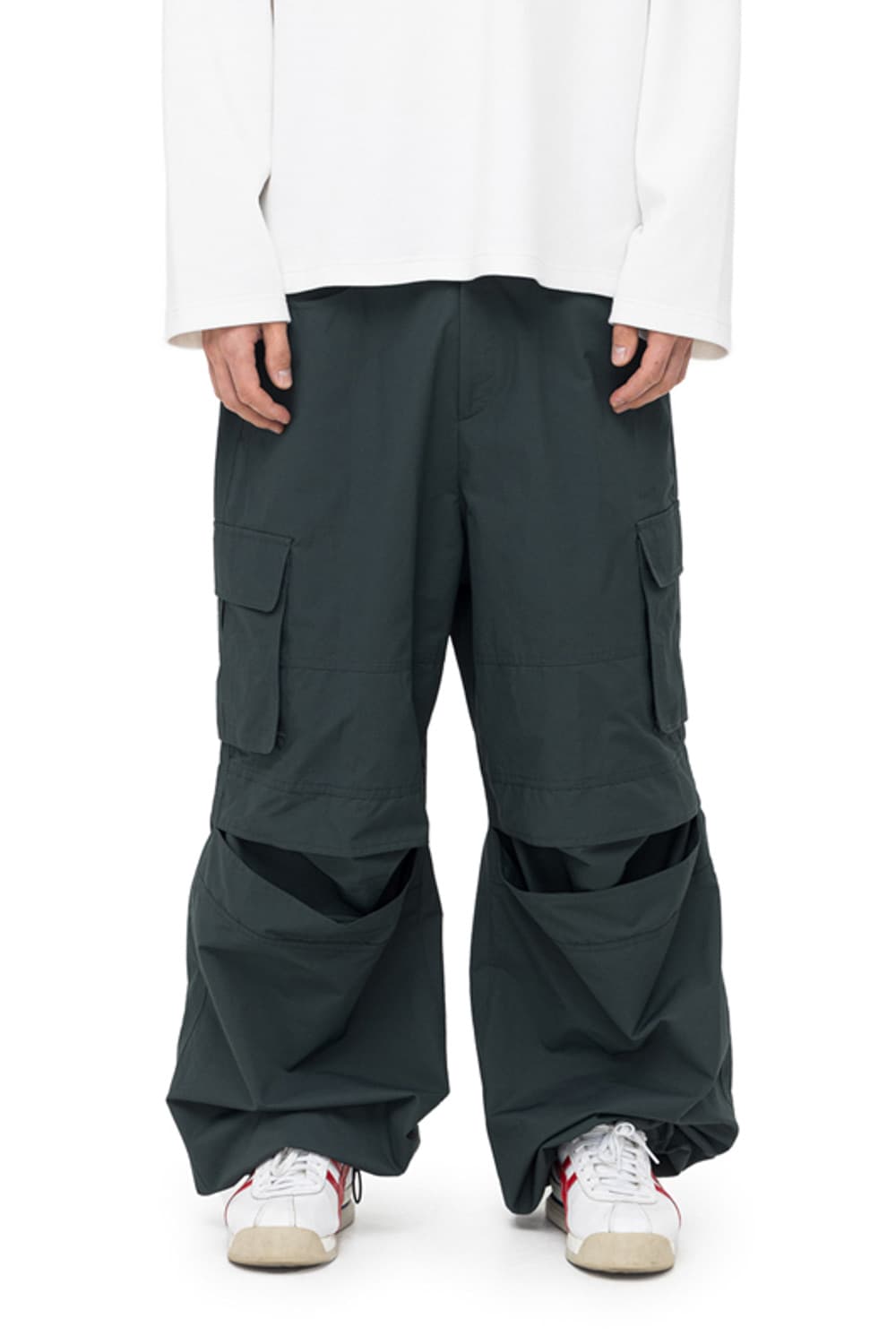 아캄 니 슬릿 스트링 카고팬츠 바지 그린 2 상품이미지4