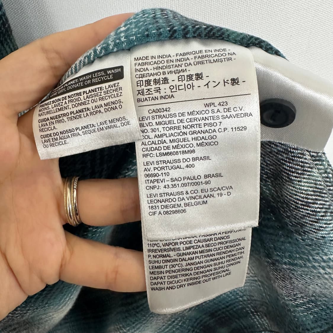 리바이스 남성 앞포켓 체크 남방 셔츠 L  PE 상품이미지8