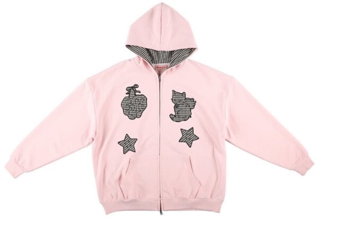 샤키리 키링 체크 패치 후드집업 상품이미지1