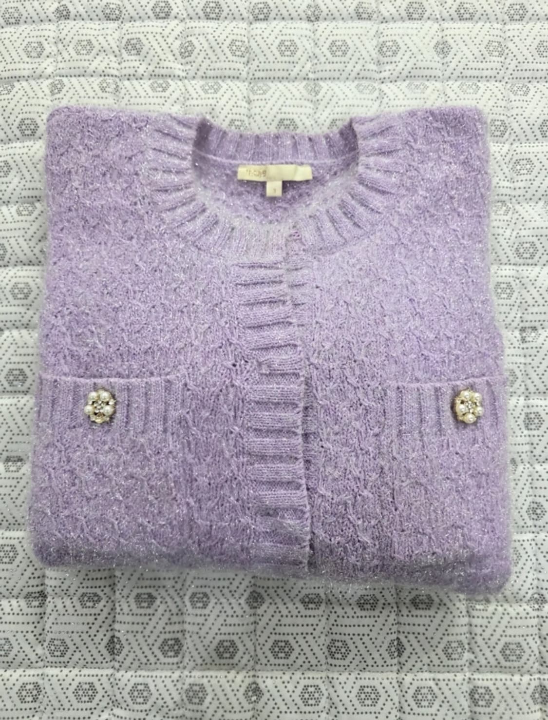 마쥬 보석 단추 가디건 퍼플 ~55 상품이미지1
