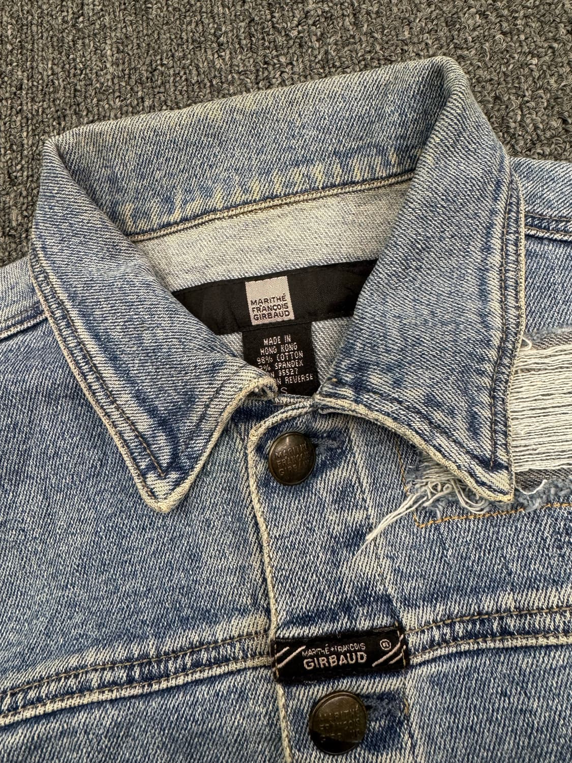 마리떼 프랑소와 저버 빈티지 여성 y2k 데미지 연청 데님자켓 상품이미지3