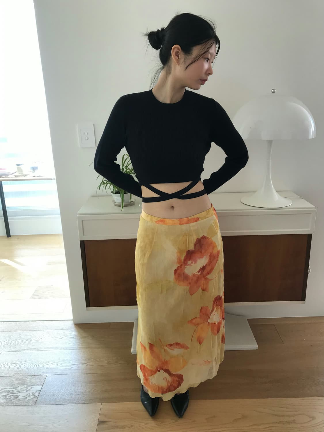 vintage flower pattern skirt (26inch) 상품이미지6