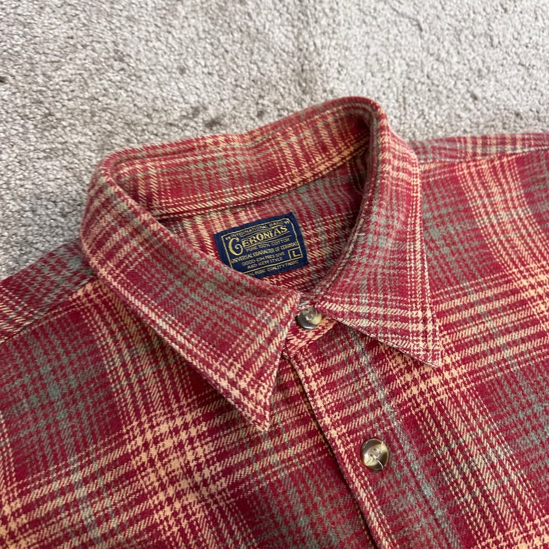 빈티지 레드 사이드포켓 플란넬 셔츠L 상품이미지2