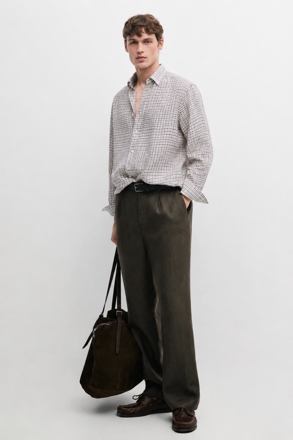(1회착용) Massimo Dutti  린넨 체크 셔츠 XL 상품이미지3