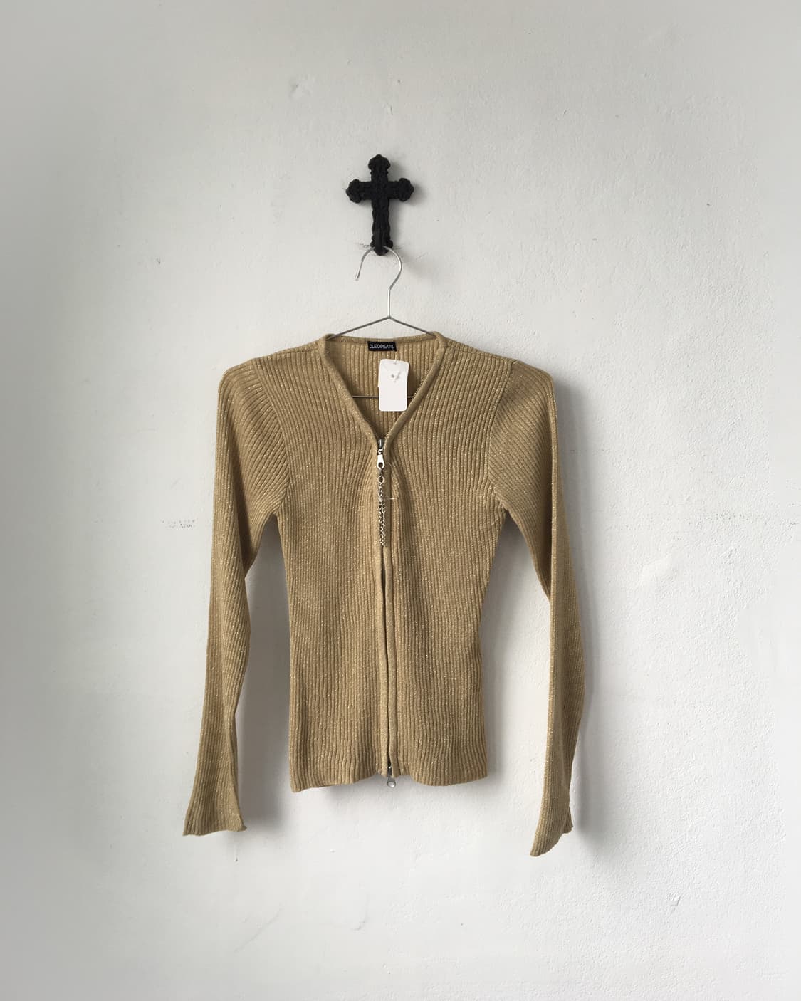 Glitter ribbed knit zip up 상품이미지2