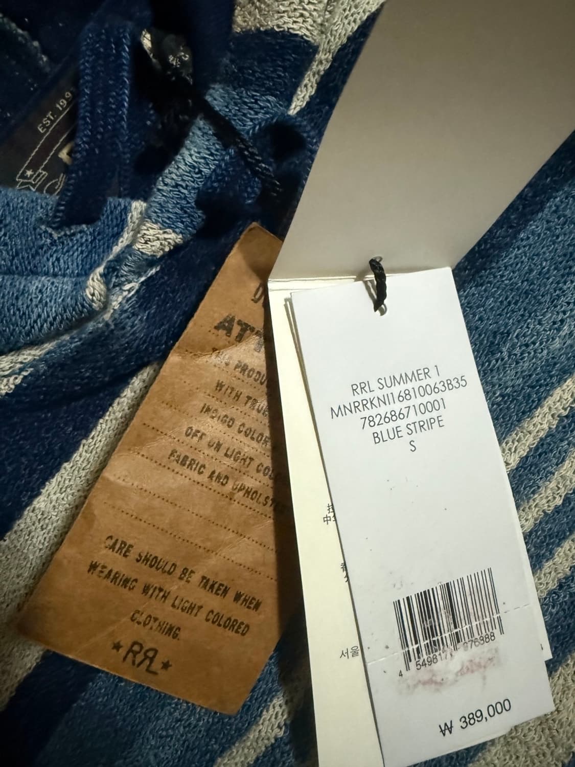 RRL 프렌치 테리 스트라이프 인디고 콘튼 후디 상품이미지4