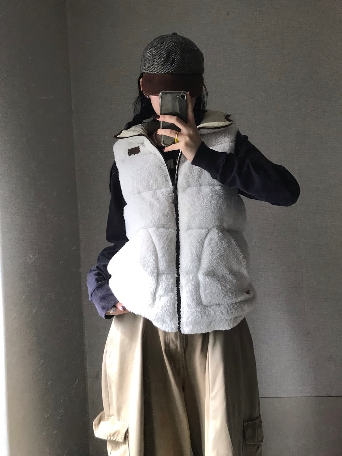 노페 화이트 후리스 눕시 패딩조끼 상품이미지4