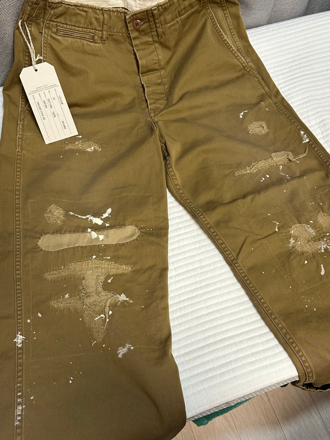 풀카운트 us army 41 치노 팬츠 데미지 버전 32사이즈 브라운  상품이미지3