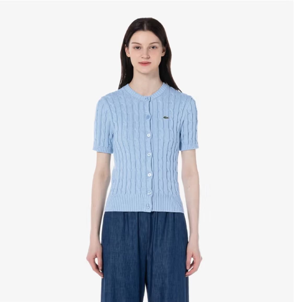 라코스테 스카이블루 소라 케이블 반팔 니트 가디건 90 상품이미지2