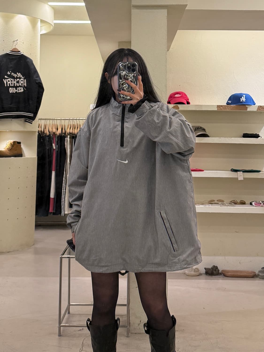 나이키 스우시 그레이 반집업 웜업 U1442 상품이미지1