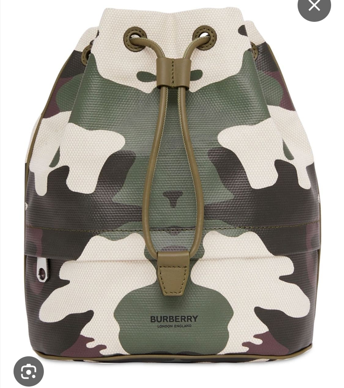 (중고)버버리 그린 카모플라쥬 코팅 캔버스 포이베 드로스트링 파우치 상품이미지1