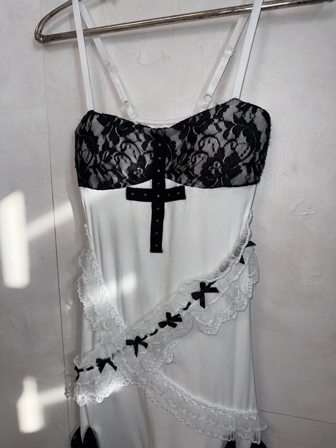 Black&white gothic cross ribbon lace ops 상품이미지6