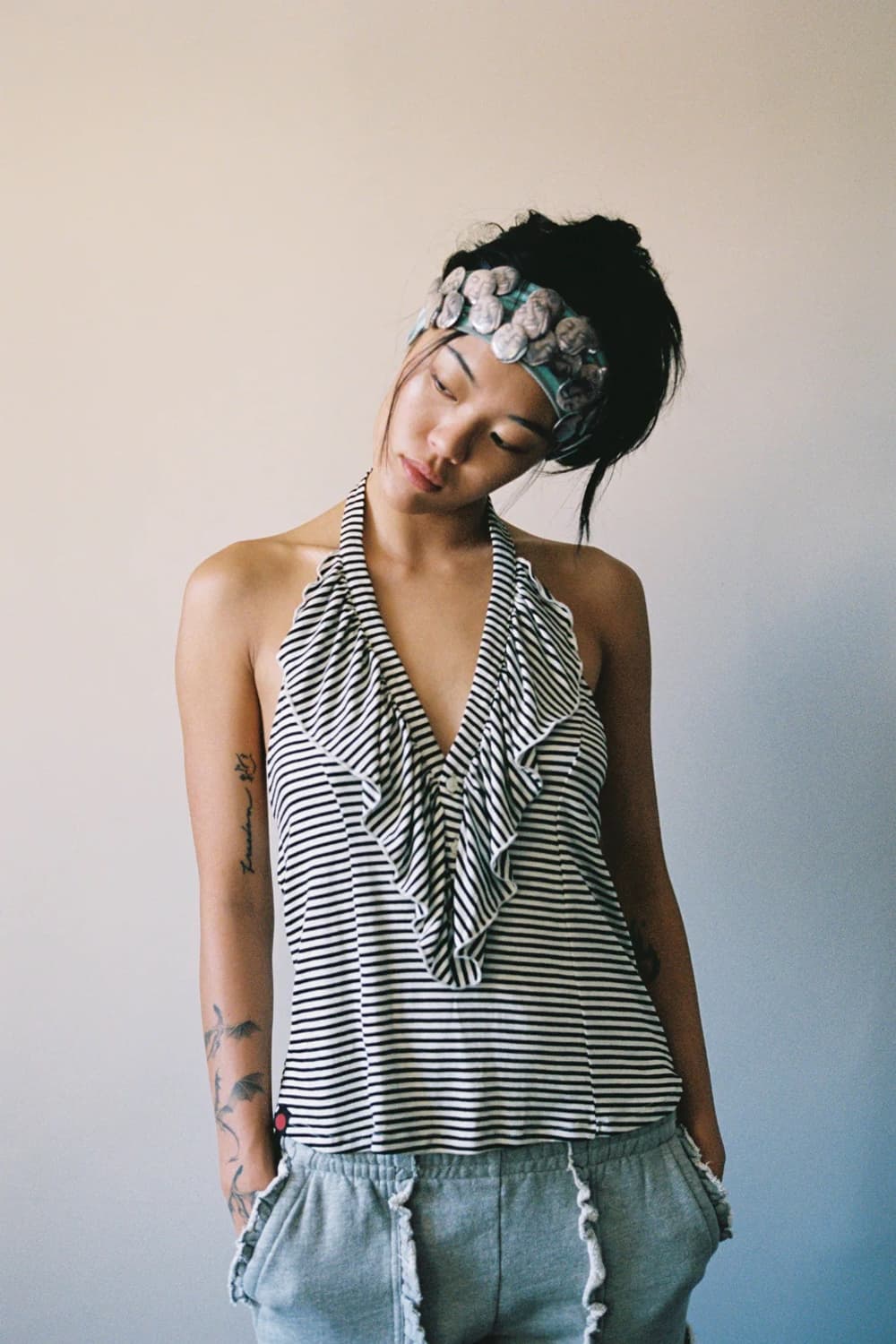 Y2K빈티지 러프 홀터넥 슬리브 상품이미지3