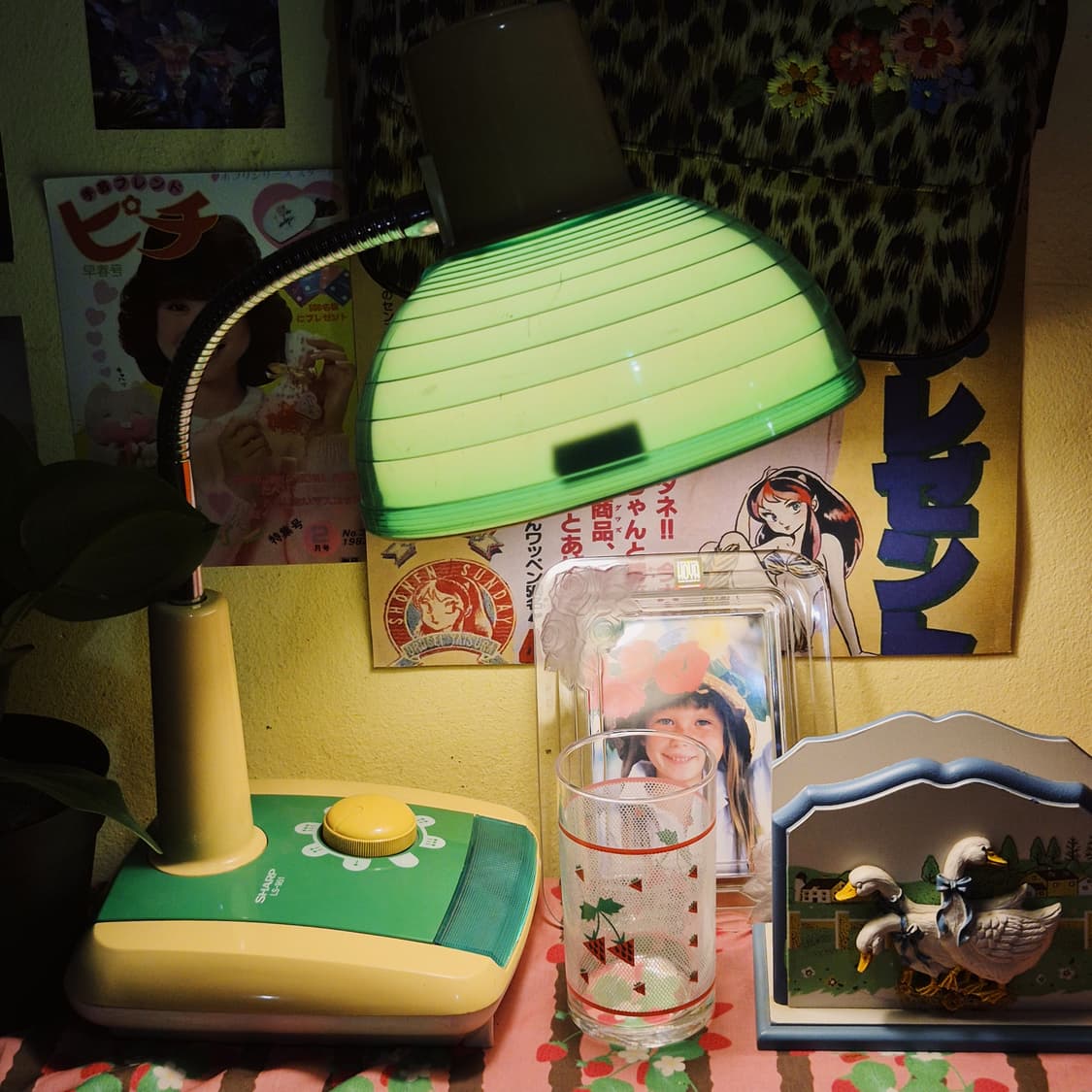 80s 샤프 레트로 그린 데스크 조광 램프 상품이미지9