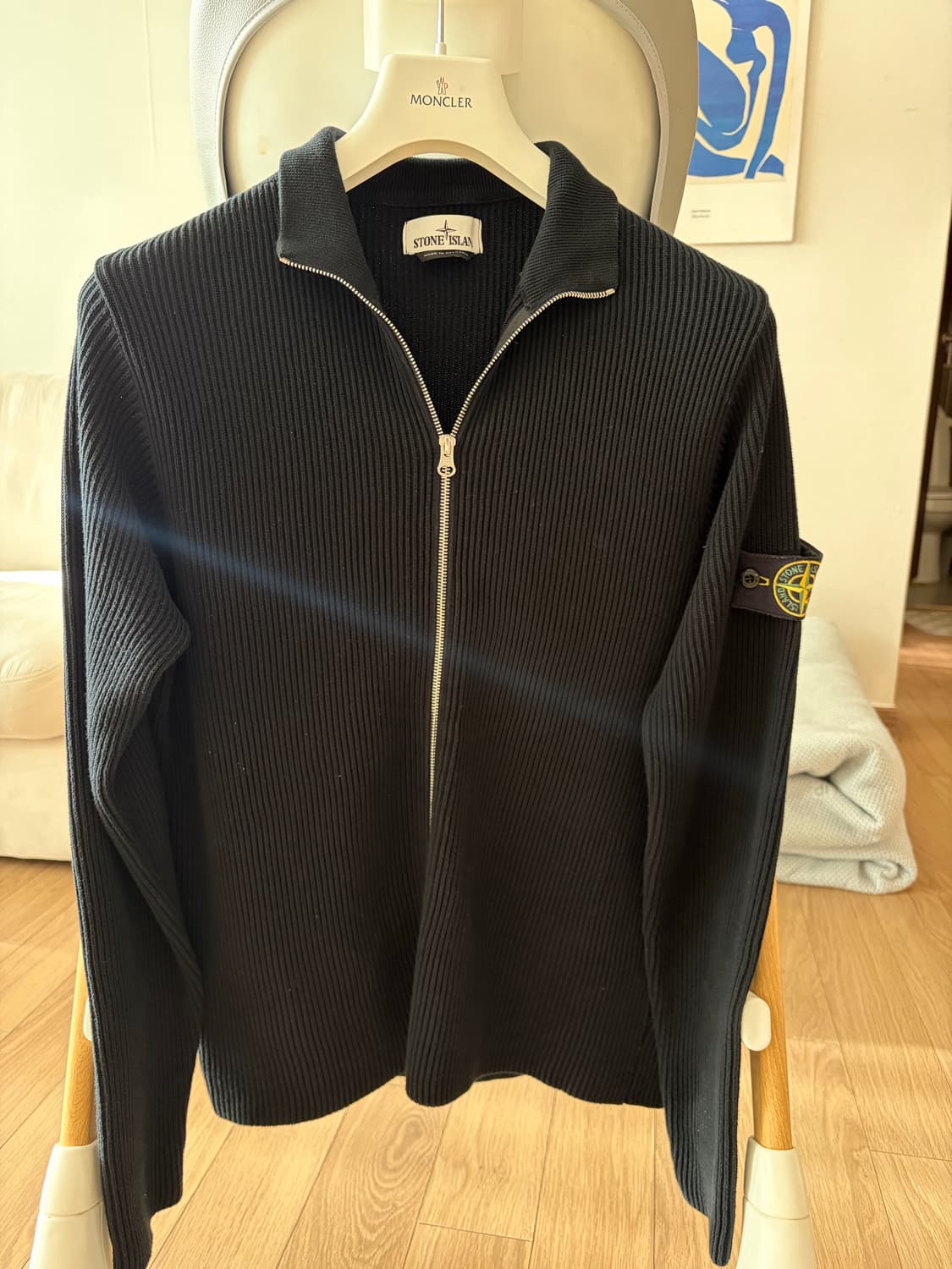 [M] 스톤아일랜드 블랙 니트 집업 상품이미지2