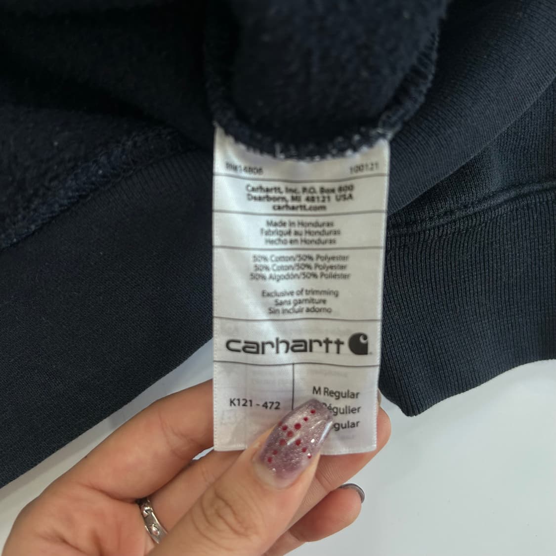 칼하트 오리지널 핏 네이비 후드티 상품이미지6