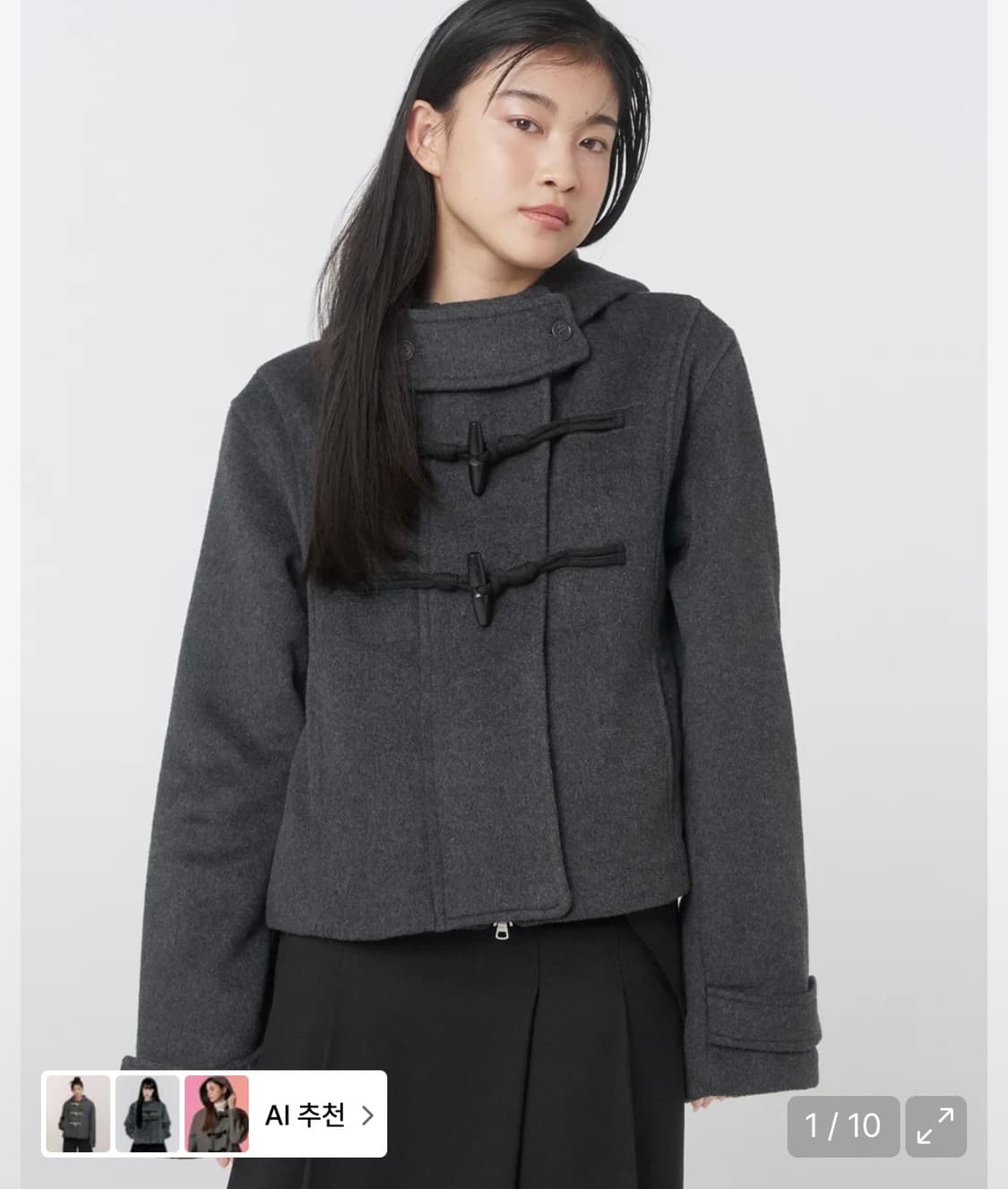 미세키서울 더플 후디 숏코트 차콜 상품이미지1