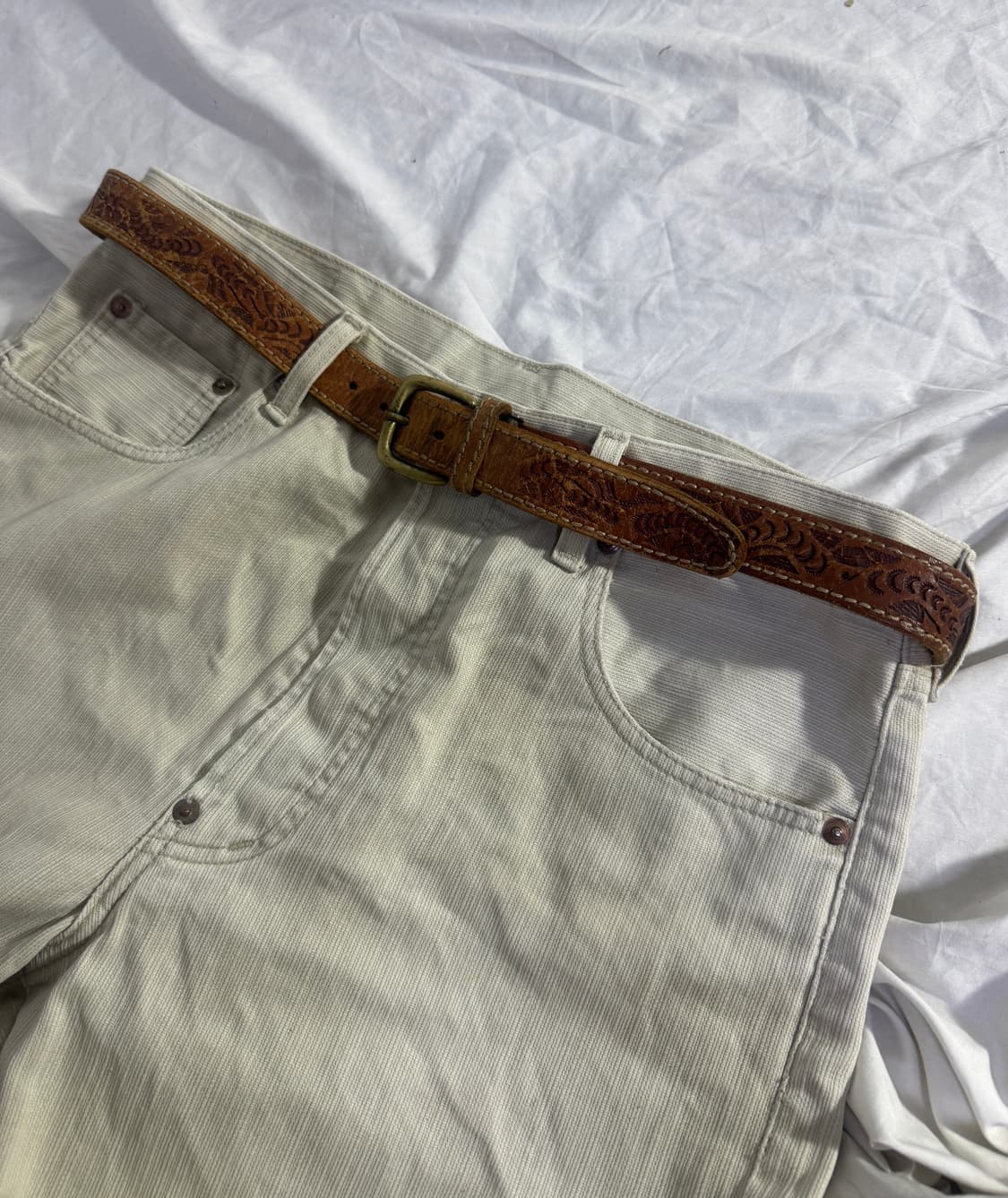 빈티지 카빙 레더 벨트 상품이미지1
