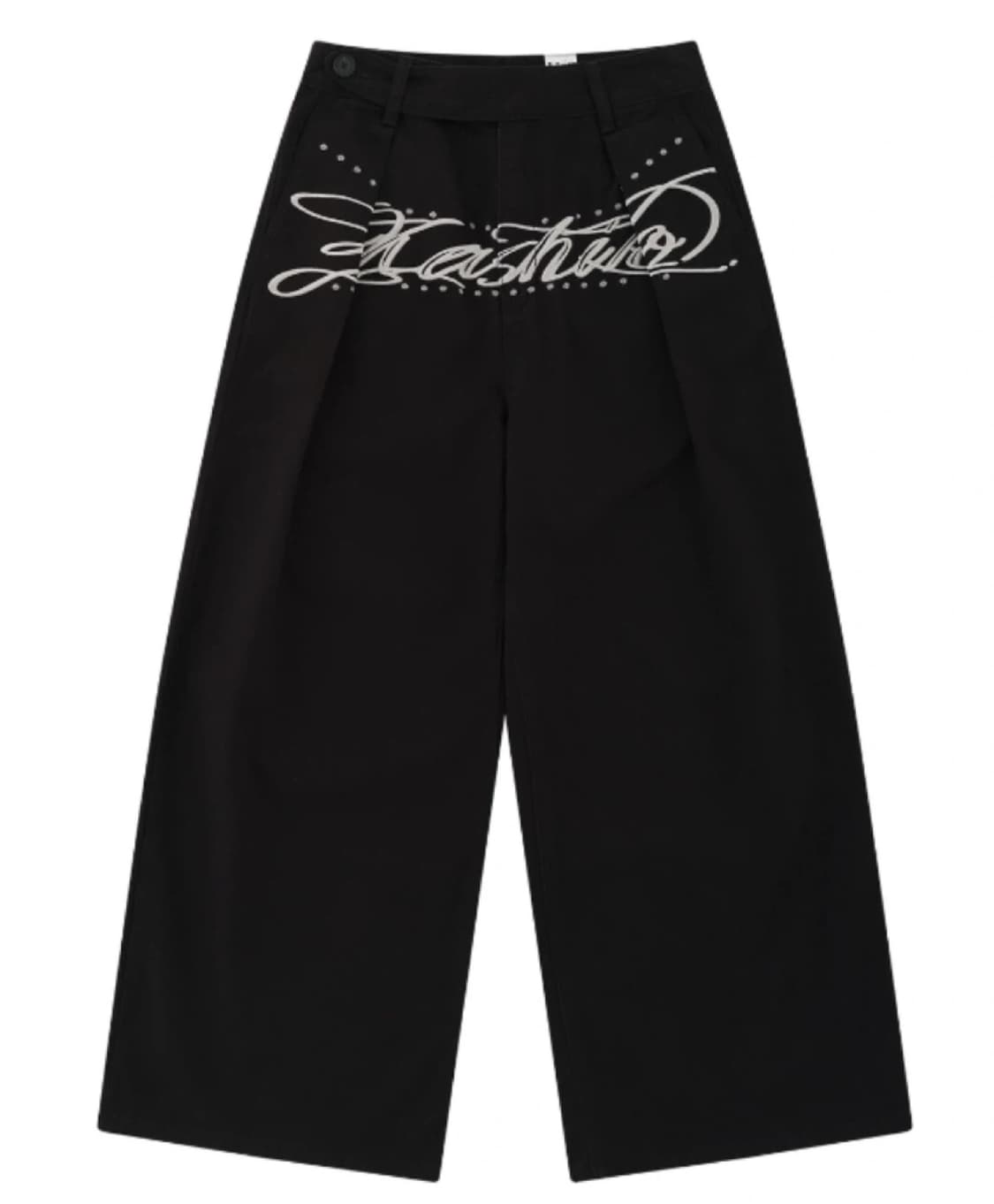 [S] 카시코 엠브로이드 핀턱 와이드 팬츠 블랙 상품이미지1