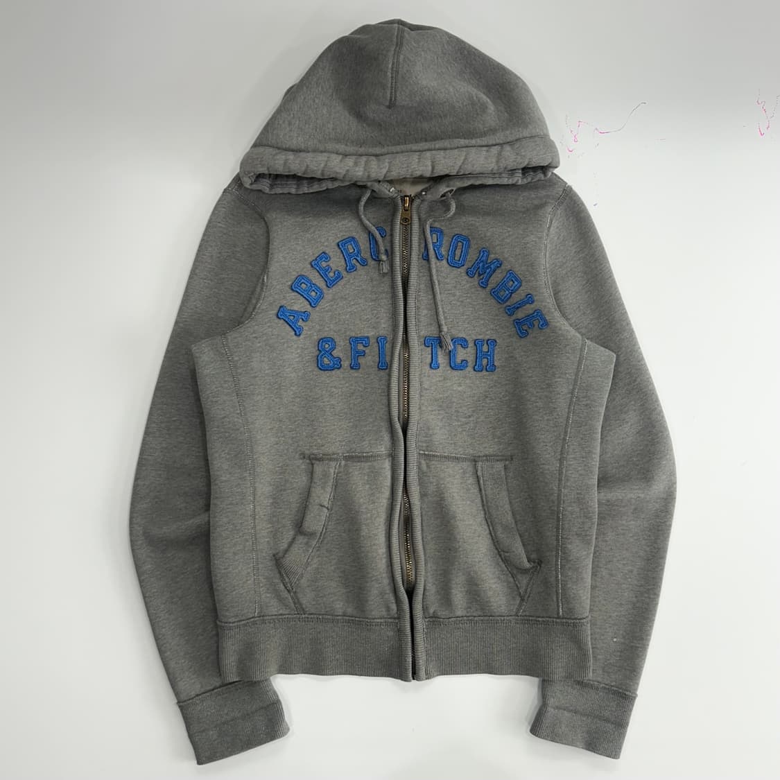 Abercrombie 아베크롬비 블루 스펠아웃로고 그레이 후드집업 상품이미지3