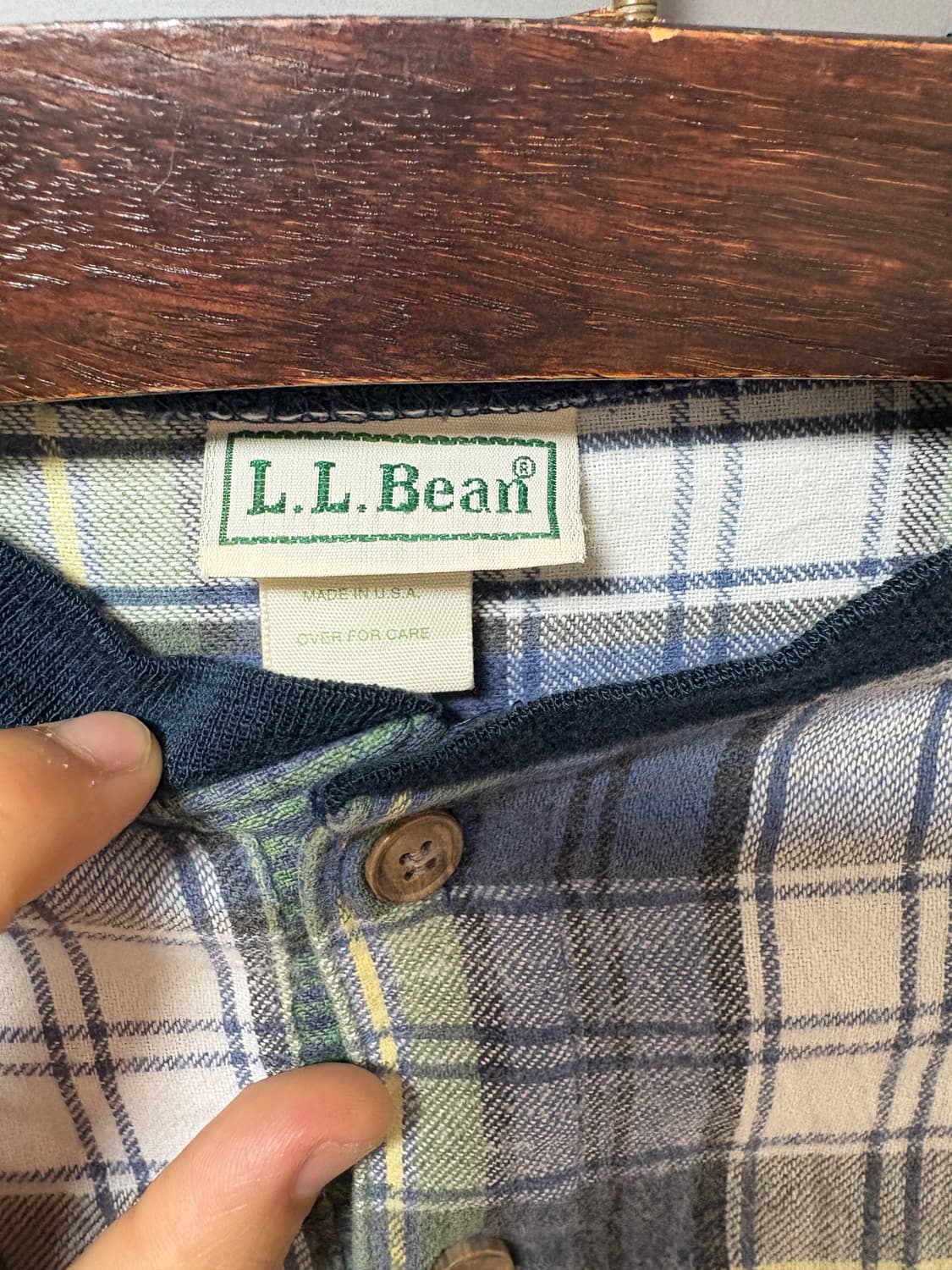 [LL Bean] 80-90s LL Bean 체크 헨리넥 티셔츠 상품이미지3