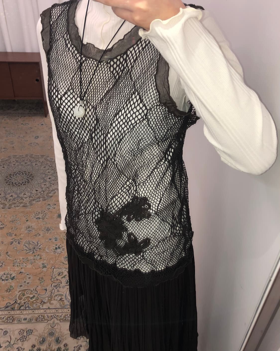 브라운 플라워 레이어드 나시 상품이미지3